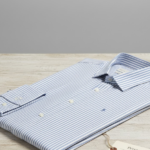 Men Blue Striped Regular Fit Cotton Formal Shirt Fold View