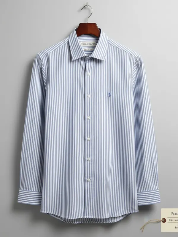 Men Blue Striped Regular Fit Cotton Formal Shirt