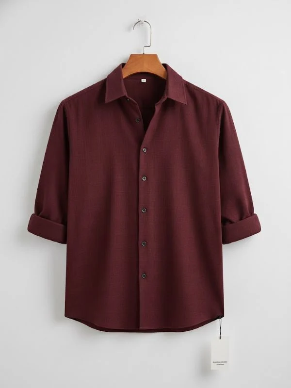 Men Checkered Flannel Regular Fit Casual Shirt Dark red