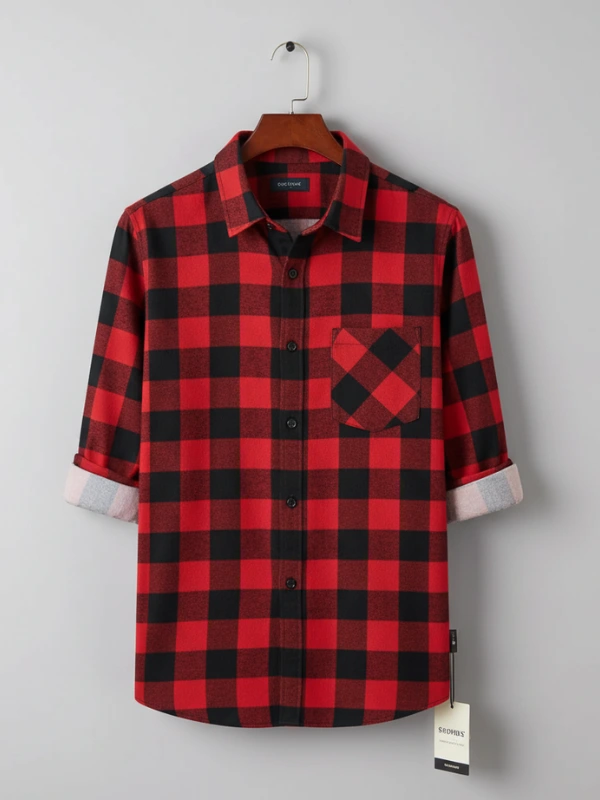 Men Checkered Flannel Regular Fit Casual Shirt