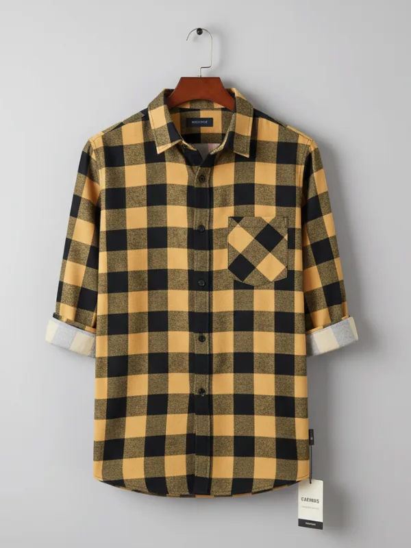 Men Checkered Flannel Regular Fit Casual Shirt