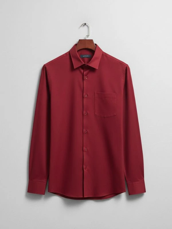 Men Slim Fit Solid Classic Collar Formal Shirt