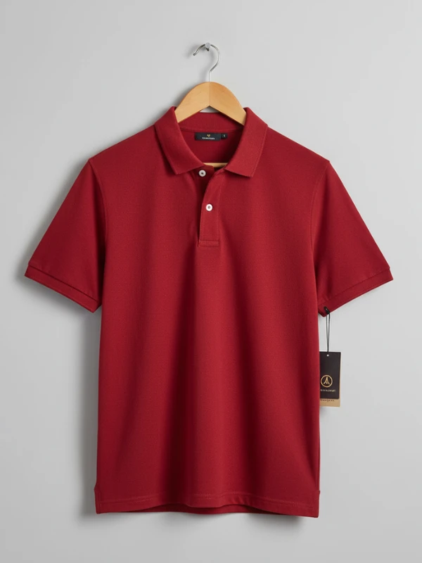 Men Solid Piqué Polo T-Shirt (Short Sleeve) Red Color