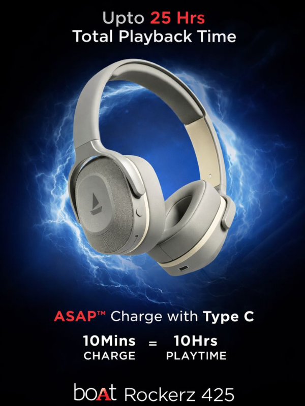 boAt Rockerz 425 Wireless Headphones Battery Life
